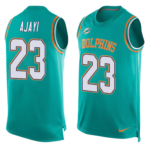 Men's Limited Jay Ajayi Nike Jersey Aqua Green - #23 Player Name & Number Tank Top NFL Miami Dolphins